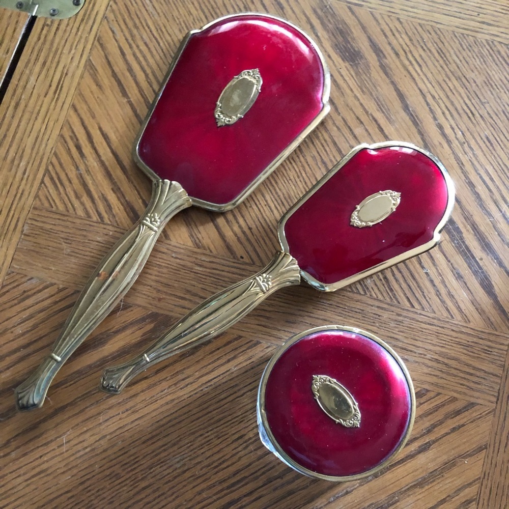 Vintage Red Victorian Vanity Set - Picture 7 of 7